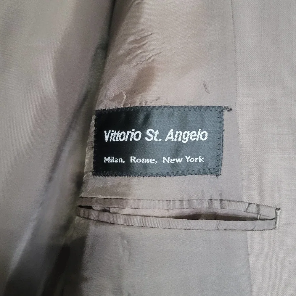 Vittorio St. Angelo Wool Suit 48R Two Piece 4 Button Single Breast Pleat No Vent